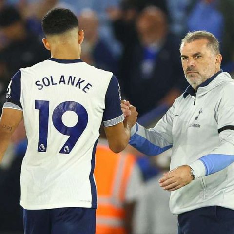 Dominic Solanke and Spurs Coach Ange Postecoglou