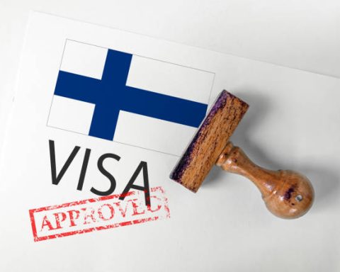 Finland Visa Approved with Rubber Stamp and flag