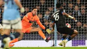 Raphael Onyedika beat Ederson to shoot Club Brugge ahead