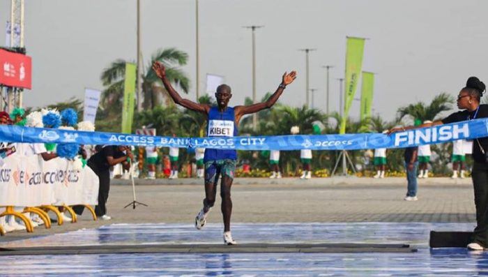 Kenya's Edwin Kibet crosses the finish line