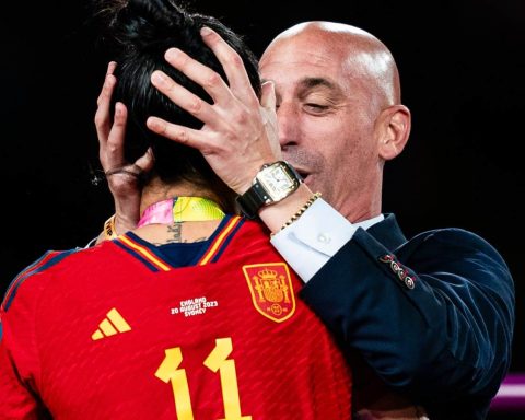 Luis Rubiales and Spain forward Jenni Hermoso