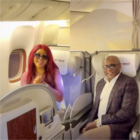 Popular Actress Regina Daniels Shares Blissful Moments On Air Peace Flight To London