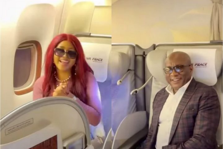 Popular Actress Regina Daniels Shares Blissful Moments On Air Peace Flight To London