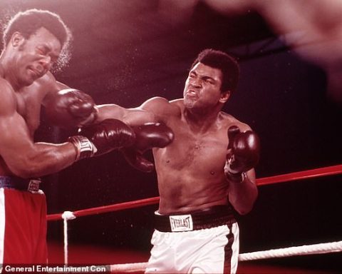 Foreman (left) battled Muhammad Ali in the iconic 'Rumble in the Jungle' in 1974