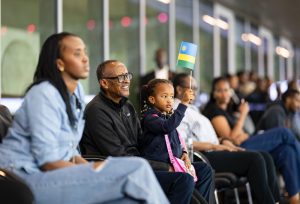 Rwandan President Paul Kagame with family at the Amahoro Stadium on Friday night