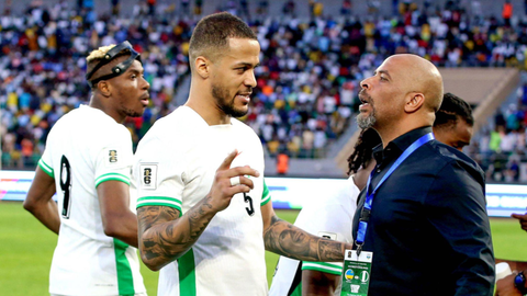 Super Eagles Coach Eric Chelle with William Troost Ekon and Osimhen